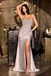 LaDivine CC491 Slit Skirt Lace Up Dress