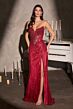 LaDivine CC492 Plunging Neckline Embellished Dress