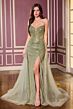 LaDivine CC492 Plunging Neckline Embellished Dress