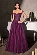 LaDivine CC493 Off The Shoulder Lace-Up Dress