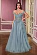 LaDivine CC493 Off The Shoulder Lace-Up Dress