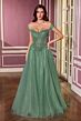 LaDivine CC493 Off The Shoulder Lace-Up Dress