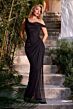 LaDivine CD387 Drape Skirt Lace Up Dress