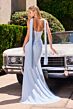 LaDivine CD388 Neck Scarf Hot Fix Ruched Dress