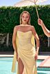 LaDivine CD388 Neck Scarf Hot Fix Ruched Dress