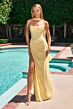 LaDivine CD388 Neck Scarf Hot Fix Ruched Dress