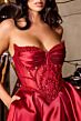LaDivine CD389 Beaded Corset Bodice Lace Up Dress