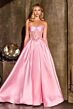 LaDivine CD389 Beaded Corset Bodice Lace Up Dress