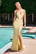 LaDivine CD390 High Slit Beaded Spaghetti Strap Dress