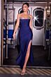 LaDivine CD391 High Slit Peek-A-Boo Sweetheart Neckline Dress