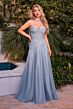 LaDivine CD395 Neck Scarf Strapless Ruched Dress