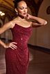 LaDivine CD396 Lace-Up Drape Dress