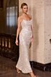 LaDivine CD396 Lace-Up Drape Dress