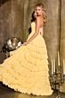 LaDivine CD402 Tiered Ruffle Skirt Peek-A-Boo Neckline Dress