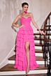 LaDivine CD402 Tiered Ruffle Skirt Peek-A-Boo Neckline Dress