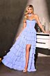LaDivine CD402 Tiered Ruffle Skirt Peek-A-Boo Neckline Dress