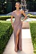 LaDivine CD406 One Shoulder with Neck Scarf Dress