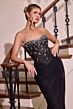 LaDivine CD407 Drape Skirt Strapless Dress