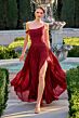 LaDivine CD409 High Slit One Shoulder Dress