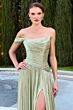 LaDivine CD409 High Slit One Shoulder Dress