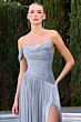 LaDivine CD409 High Slit One Shoulder Dress