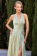 LaDivine CD412 Plunging Halter Neckline Ruched Dress