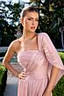 LaDivine CD418 One Shoulder Lace-Up Dress