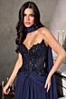 LaDivine CD673 Neck Scarf Beaded Bodice Dress