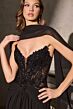 LaDivine CD673 Neck Scarf Beaded Bodice Dress