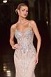LaDivine CD681 Brush Train Spaghetti Strap Dress