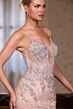 LaDivine CD681 Brush Train Spaghetti Strap Dress