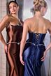 LaDivine CD687 Brush Train Strapless Dress