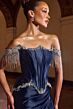 LaDivine CD688 Slit Skirt Beaded Off The Shoulder Dress