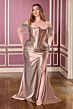 LaDivine CD688 Slit Skirt Beaded Off The Shoulder Dress