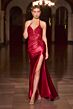 LaDivine CD690 Slit Skirt Halter Neckline Dress