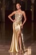 LaDivine CD690 Slit Skirt Halter Neckline Dress
