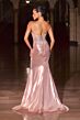 LaDivine CD692 Beaded Corset Bodice Side Tail Dress