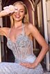 LaDivine CD695 Plunging Halter Neckline Embellished Dress
