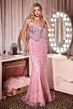 LaDivine CD695 Plunging Halter Neckline Embellished Dress