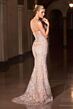 LaDivine CD695 Plunging Halter Neckline Embellished Dress