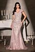 LaDivine CD698 Cap Sleeve V-Neckline Dress