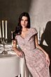 LaDivine CD698 Cap Sleeve V-Neckline Dress