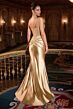 LaDivine CD718 Beaded Corset Bodice Ruched Waist Dress
