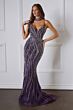 LaDivine CD719 Embellished Plunging Neckline with Choker Dress
