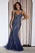 LaDivine CD719 Embellished Plunging Neckline with Choker Dress