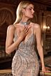 LaDivine CD719 Embellished Plunging Neckline with Choker Dress