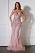 LaDivine CD719 Embellished Plunging Neckline with Choker Dress