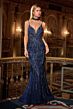 LaDivine CD719 Embellished Plunging Neckline with Choker Dress