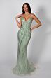 LaDivine CD719 Embellished Plunging Neckline with Choker Dress