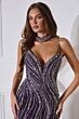 LaDivine CD719 Embellished Plunging Neckline with Choker Dress